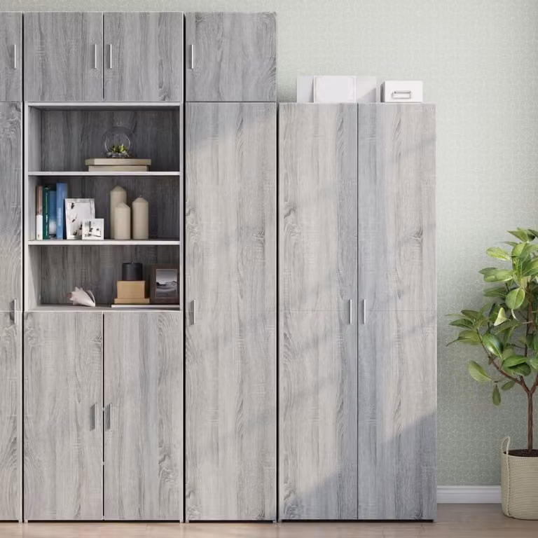 Mobile sottile vidaXL Grigio Sonoma con ante a battente e ripiani, L/P/H: 40 x 42,5 x 225 cm