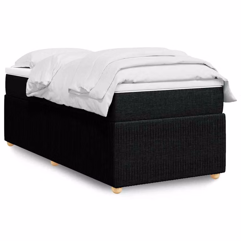 vidaXL Giroletto a Molle con Materasso Ibrido in Tessuto Nero, L/P/H: 90 x 200 cm