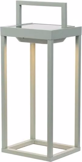 Lanterna Home Zafferano con LED e ricarica solare, lampada da parete e da tavolo con sensore crepuscolare, Verde Salvia, Altezza: 37,3 cm