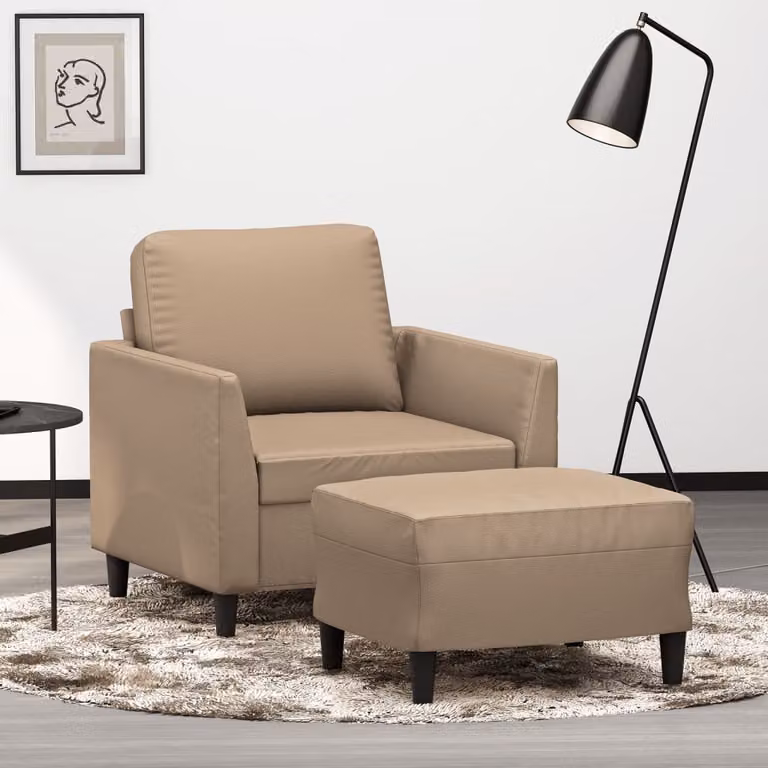 vidaXL Poltrona Relax con Poggiapiedi in Similpelle Beige e Marrone