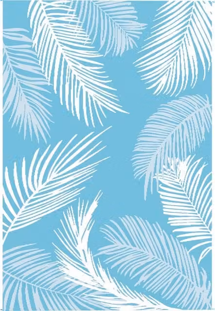 Tappeto da esterno reversibile Outsunny blu con motivo floreale in polipropilene resistente alle intemperie e ai raggi UV, L: 274 cm, P: 182 cm