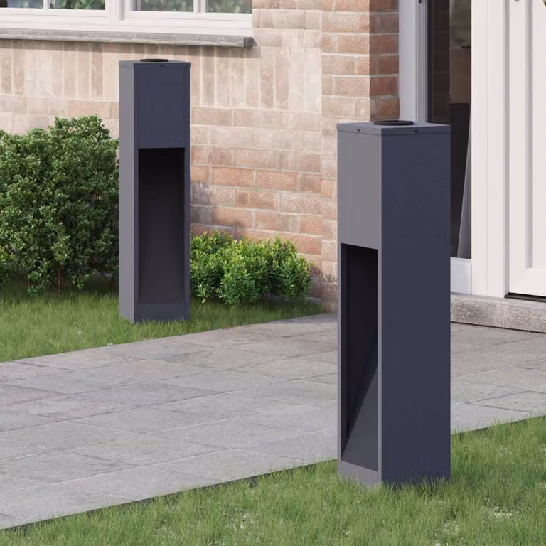 Set di 2 luci LED solari da percorso vidaXL, colore nero, H x L x P: 80 x 18 x 18 cm