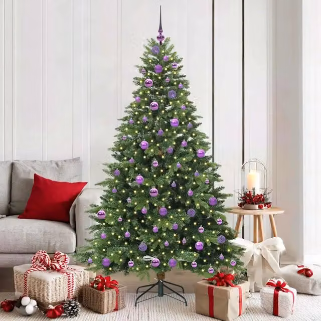 Albero di Natale artificiale verde vidaXL con 300 LED luce bianca calda in PE e PVC, Altezza: 180 cm
