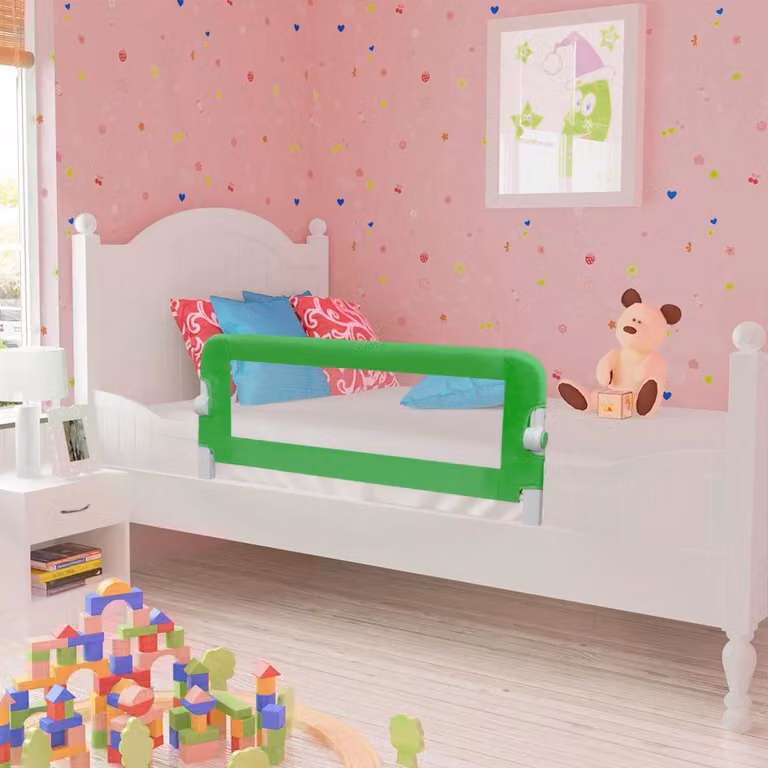 Sponda di sicurezza pieghevole per lettino bambino vidaXL in metallo e tessuto verde, L: 102 cm, H: 42 cm