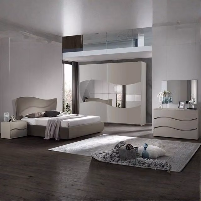 Letto matrimoniale moderno Veriaffari Soave con base contenitore e struttura imbottita in tessuto grigio L/P: 160 x 190 cm