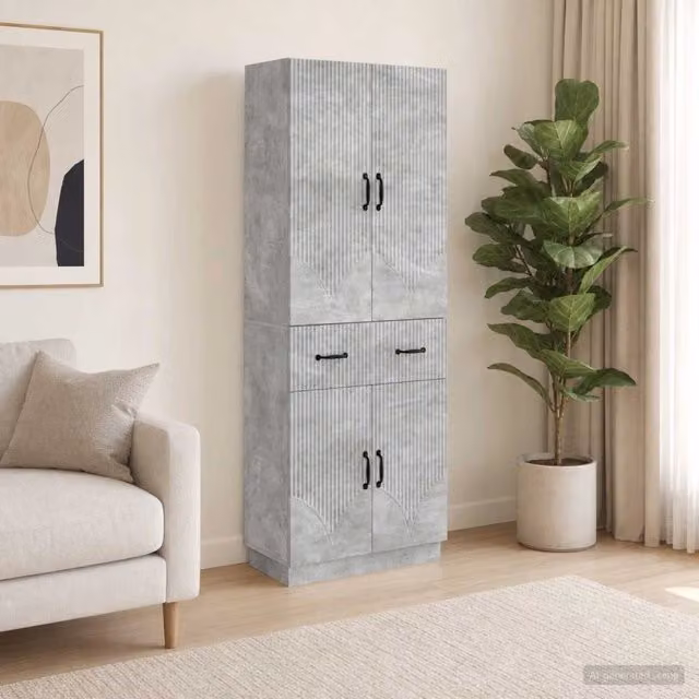 Set di 2 armadi moderni vidaXL in MDF grigio opaco con cassetti interni e ripiani