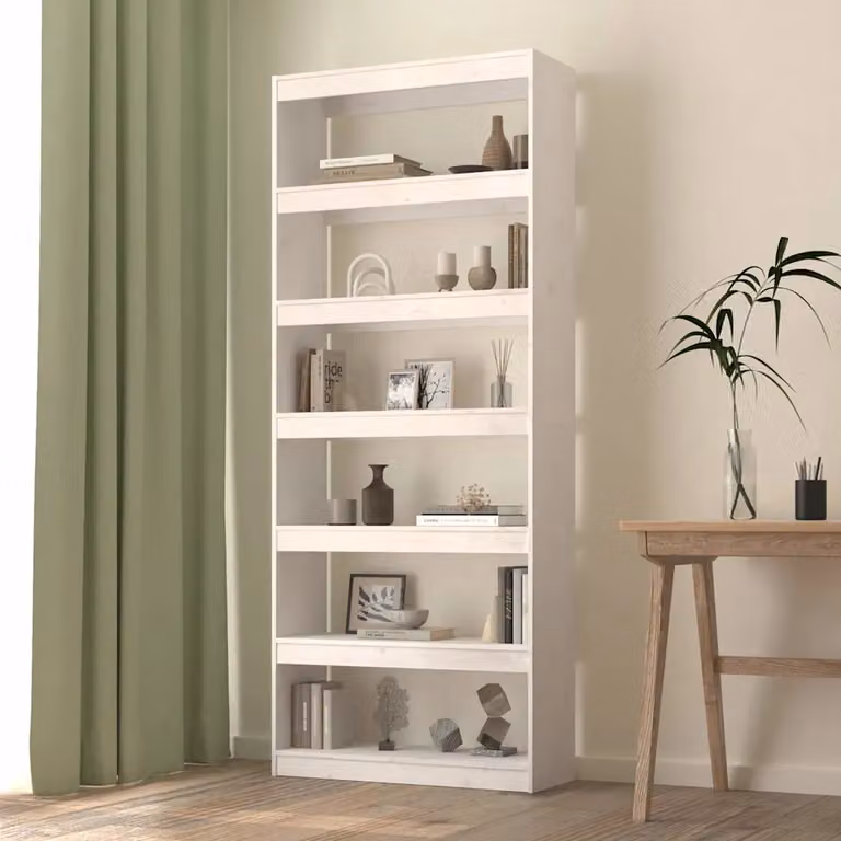 Libreria/Divisorio vidaXL in Massello di Pino Bianco L: 80 cm, P: 30 cm, H: 199,5 cm