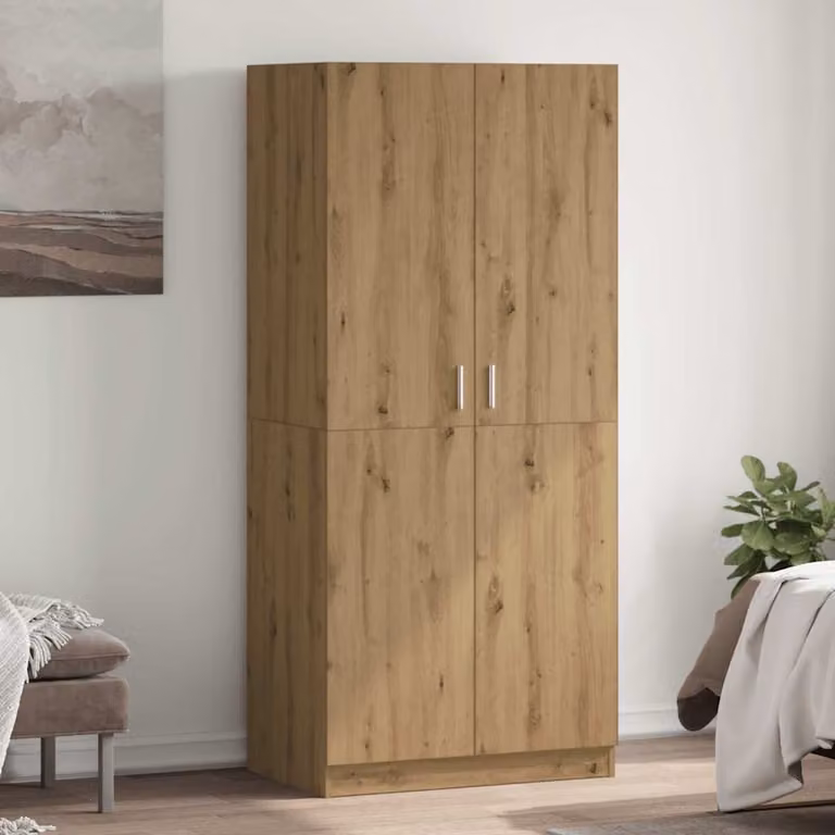 Armadio moderno vidaXL in legno rovere marrone con ante a battente, L: 80 cm, P: 52 cm, H: 180 cm