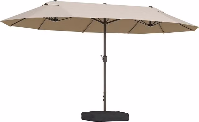 Ombrellone da Giardino Doppio Outsunny con Apertura a Manovella, Base a Croce e Zavorra, Acciaio e Poliestere, Colore Beige, L: 460 cm x P: 270 cm