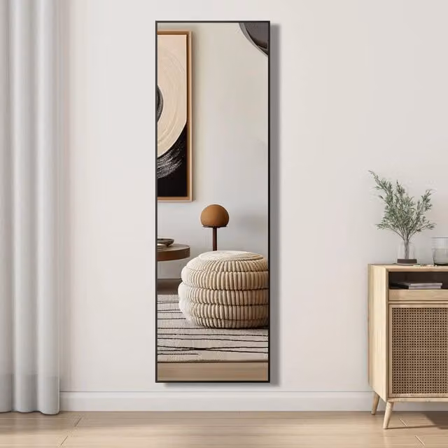 Specchio a corpo intero Aica Italy con design moderno rettangolare, colore nero, H: 160 cm, L: 40 cm