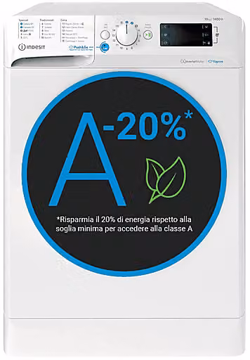 Lavatrice a caricamento frontale Indesit BWE 101498X WKV IT, capacità 10 kg, 1351 rpm, Classe A, Bianco, Profondità: 60,5 cm