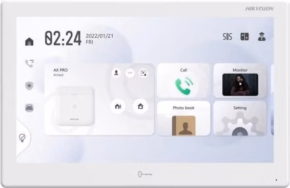 Monitor Videocitofono Hikvision Touch Screen Android da 10.1 pollici Bianco