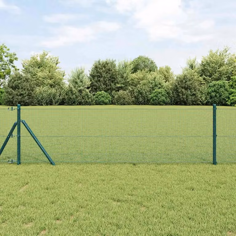 Recinzione a rete saldata vidaXL in acciaio e PVC verde da fissare a terra L: 100 m, H: 0,8 m