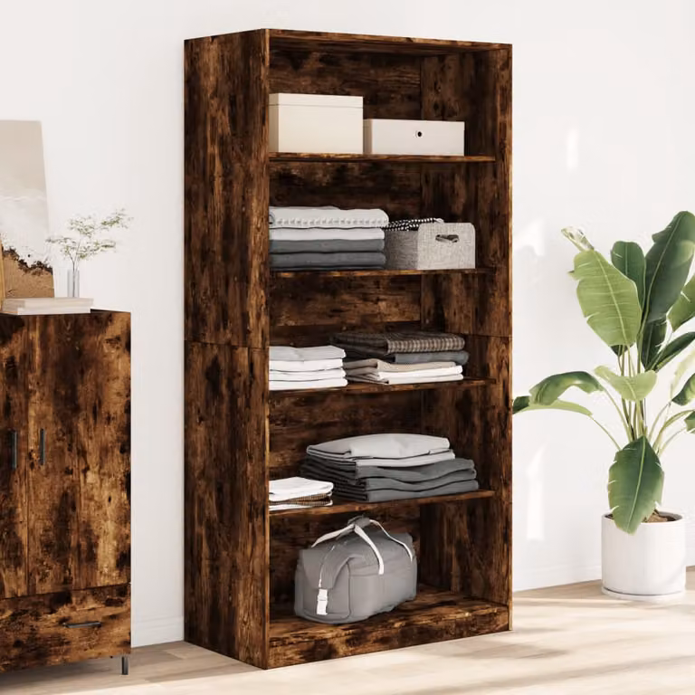 Armadio vidaXL in Rovere Fumo con ripiani interni, L: 100 cm, P: 50 cm, H: 200 cm