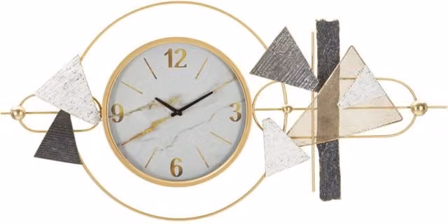 Orologio da muro analogico Amy GIORDANOSHOP moderno in metallo e plastica, Multicolor e Oro, L: 60 cm, H: 60 cm, P: 6 cm