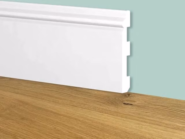 Battiscopa Zoccolino Bianco ETERNAL PARQUET Modello ETNICO in Polimeri H 8 cm x L 1,3 cm x P 200 cm