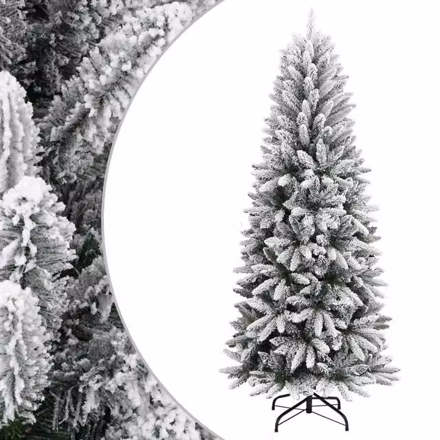 Albero di Natale artificiale con neve floccata vidaXL, colore bianco e verde, Altezza: 240 cm