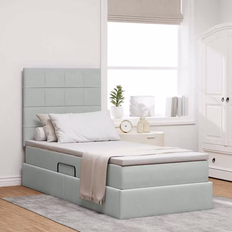 Letto con contenitore e materasso vidaXL Grigio, L 90 x P 200 cm