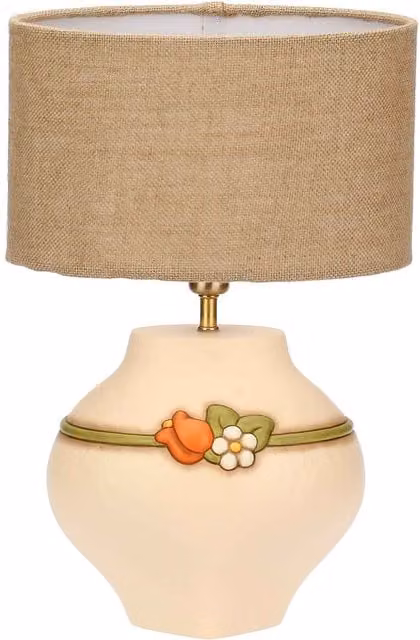 Lampada da tavolo Thun Country Bloom in ceramica beige con dettagli oro/ottone
