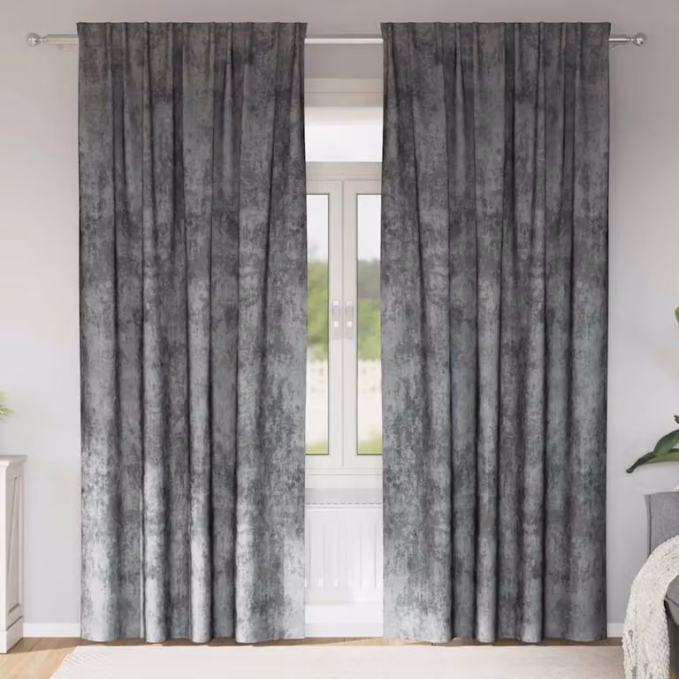 Set di 2 tende in velluto vidaXL grigie, oscuranti e termoisolanti, L: 140 cm x H: 245 cm