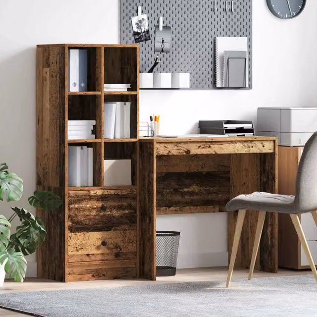 Scrivania moderna con scaffale vidaXL in legno marrone L: 135,5 cm, P: 50 cm, H: 127 cm
