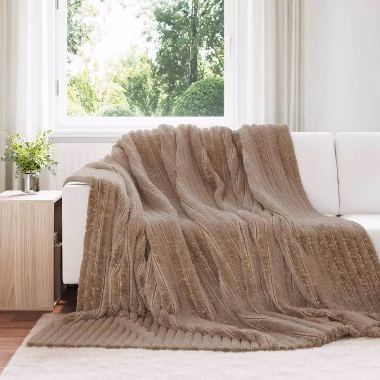 Coperta in pile morbido vidaXL color marrone L: 270 cm, P: 240 cm