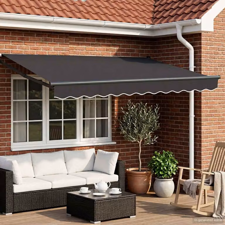 Tenda retrattile manuale con LED vidaXL, colore Antracite, L: 300 cm, P: 250 cm