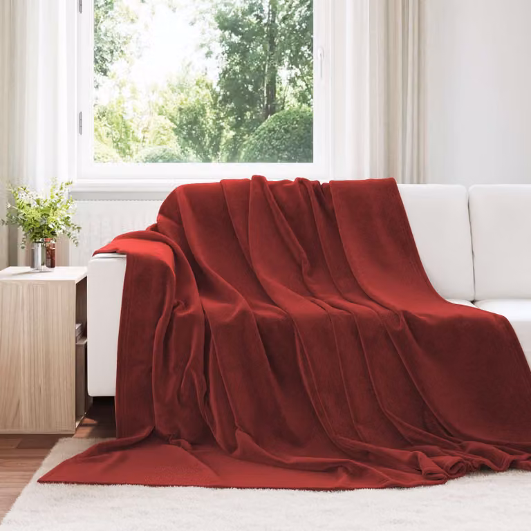 Set di 6 coperte in pile vidaXL colore rosso bordeaux, L 220 cm x P 240 cm