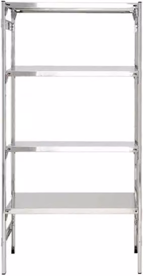 Scaffalatura professionale in acciaio inox silver di CASTELLANI SHOP con ripiani regolabili in altezza, L: 70 cm, P: 40 cm, H: 180 cm