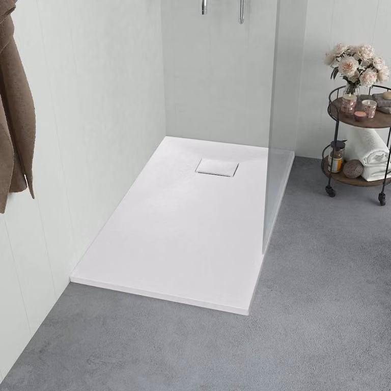 Piatto doccia rettangolare vidaXL in mineral cast bianco con superficie antiscivolo L: 100 cm, P: 70 cm