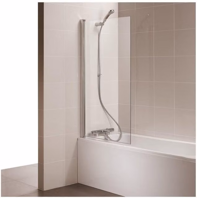 Parete per vasca Connect Ideal Standard in vetro trasparente, angolo squadrato, L: 80 cm, H: 140 cm