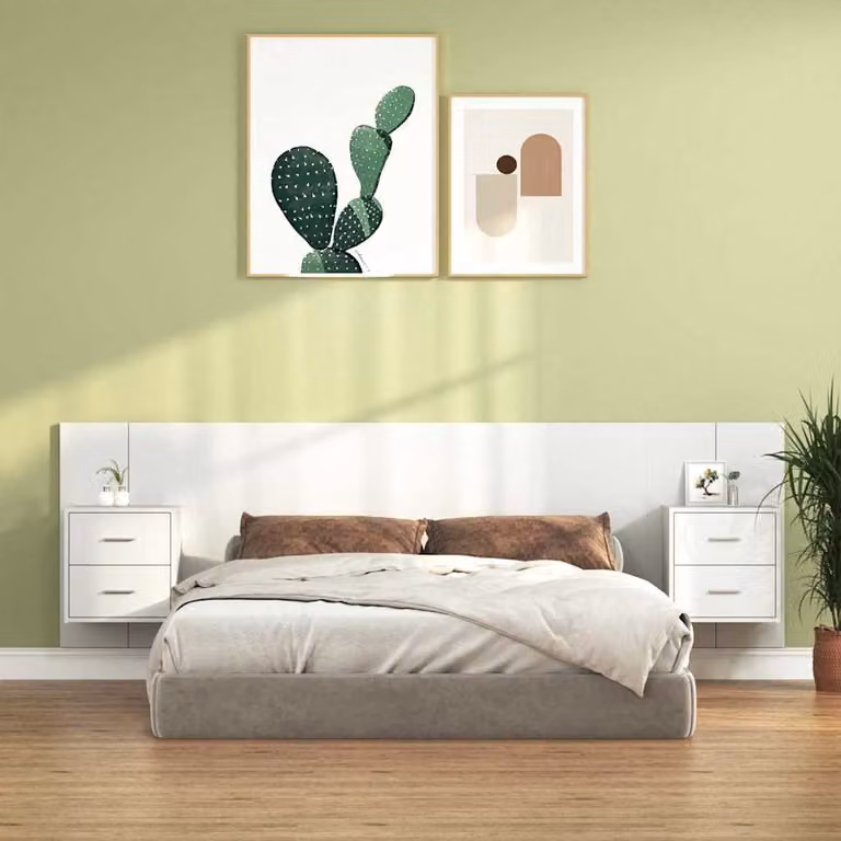 vidaXL Testiera per Letto con Comodini Integrati in Legno Multistrato Bianco L: 160 x P: 80 x H: 80 cm