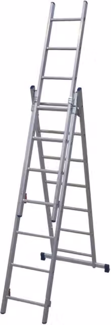 Scala Multiuso Professionale Iperbriko in Alluminio Argento Altezza: 2,00 m - 5,15 m