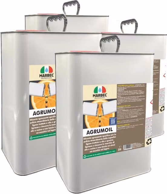 Diluente sgrassante per legno AGRUMOIL al d-limonene confezione da 4 x 5 l