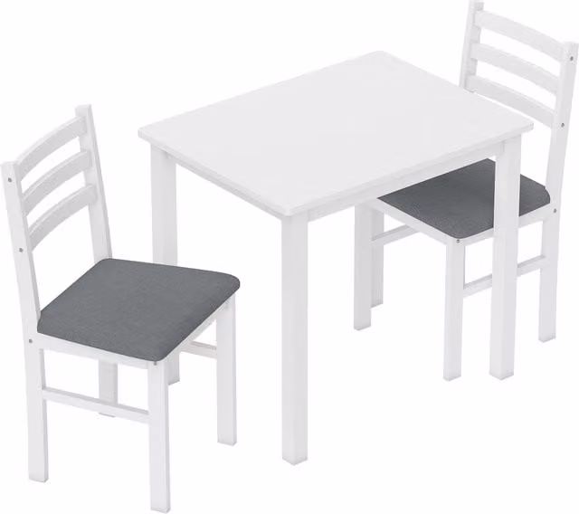 Set da pranzo HOMCOM composto da tavolo quadrato e 2 sedie imbottite in MDF bianco per spazi compatti