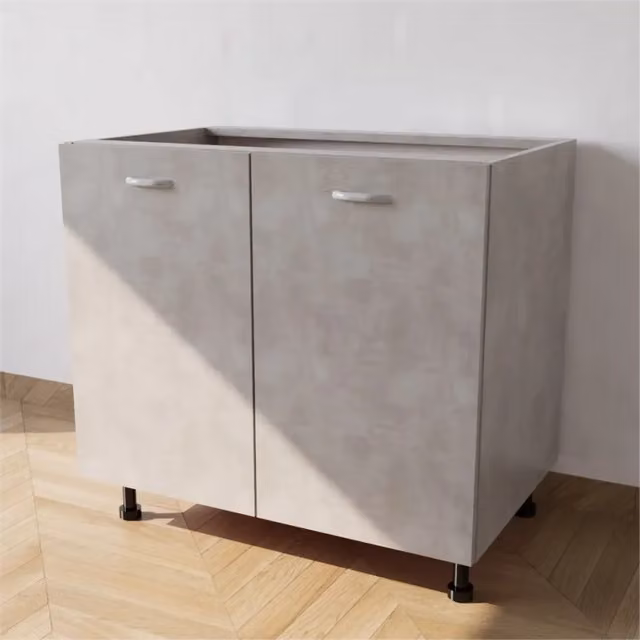 Base cucina Calandrelli con 2 ante in legno grigio opaco L 80 x P 55,5 x H 72 cm