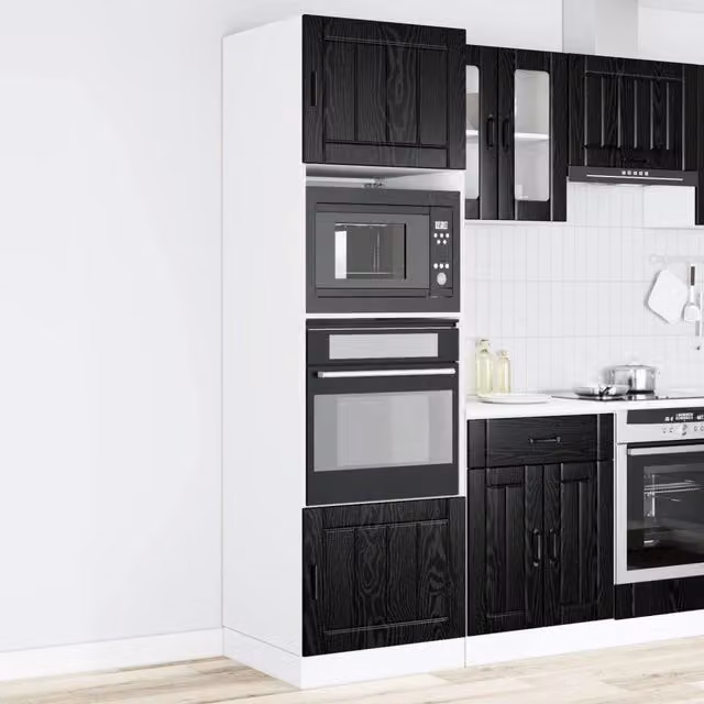 Armadio per elettrodomestici da cucina vidaXL moderno nero con ante a battente e ripiani interni L/P/H: 60 x 57 x 207 cm