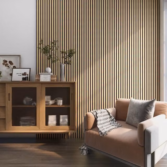 Set di 16 Pannelli Fonoassorbenti Decorativi NEU.HOLZ in Effetto Legno Beige con Feltro