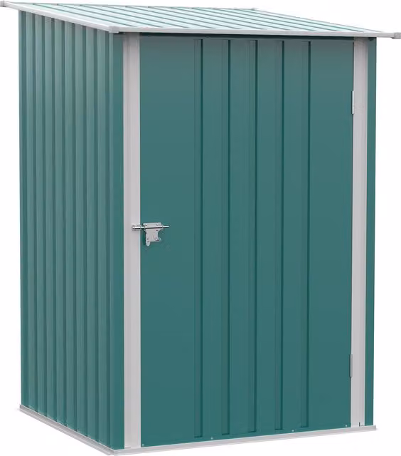 Casetta da giardino porta attrezzi Outsunny in acciaio galvanizzato con doppia porta, Verde, L 100 cm x P 103 cm x H 160 cm