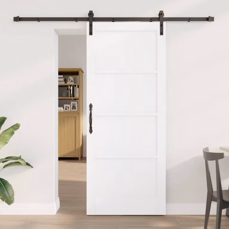 Porta scorrevole moderna vidaXL in legno di pino e MDF, colore bianco laccato, L: 83 cm, H: 202 cm