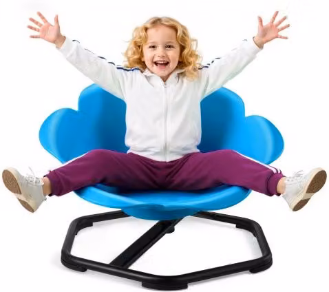 Sedia Girevole Sensoriale per Bambini VEVOR, Forma a Cilindro in Metallo e Plastica, Blu, Capacità 100 kg