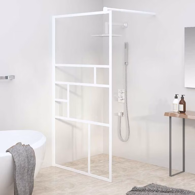 Parete per Doccia Walk in vidaXL in Vetro ESG Trasparente con Profilo Bianco L: 115 cm, H: 195 cm