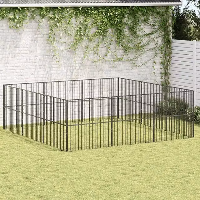 Box per cani VIDAXL in acciaio zincato nero con 12 pannelli