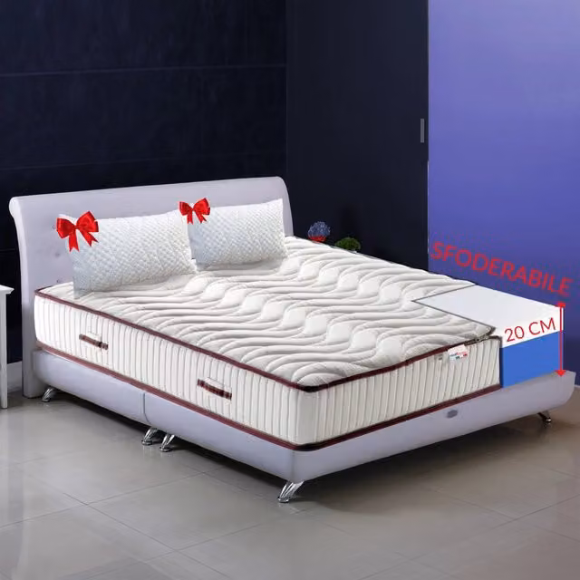 Materasso Memory Nature ITALYMATERASSI Singolo Bianco con Cuscino, Ortopedico in Memory Foam e Tessuto Anallergico, L 100 cm x P 200 cm, H 20 cm