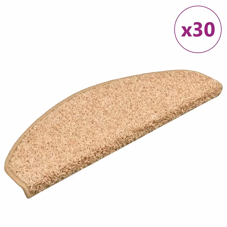vidaXL Set di 30 Tappetini per Scale Semicircolari Grandi, Colore Oro e Beige, L: 65 cm, P: 21 cm, H: 4 cm