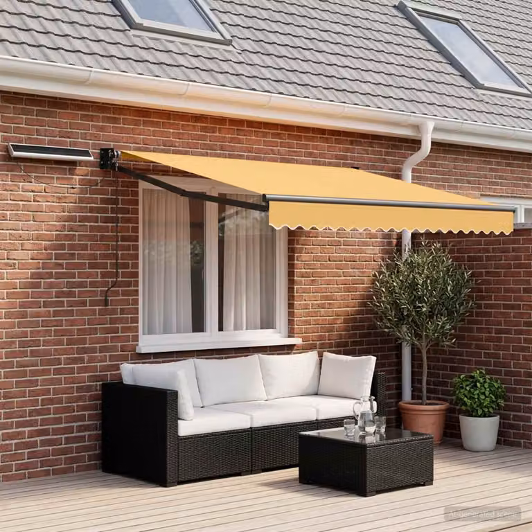 Tettuccio elettrico retrattile vidaXL in sabbia con struttura in alluminio e copertura in poliestere, L: 3,5 m x P: 2,5 m