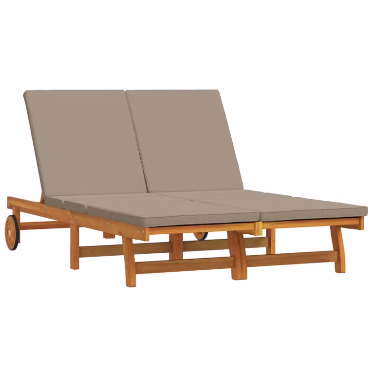 vidaXL Lettino da sole moderno in legno di acacia marrone con poggiatesta regolabile L: 220 cm, P: 84 cm, H: 25 cm