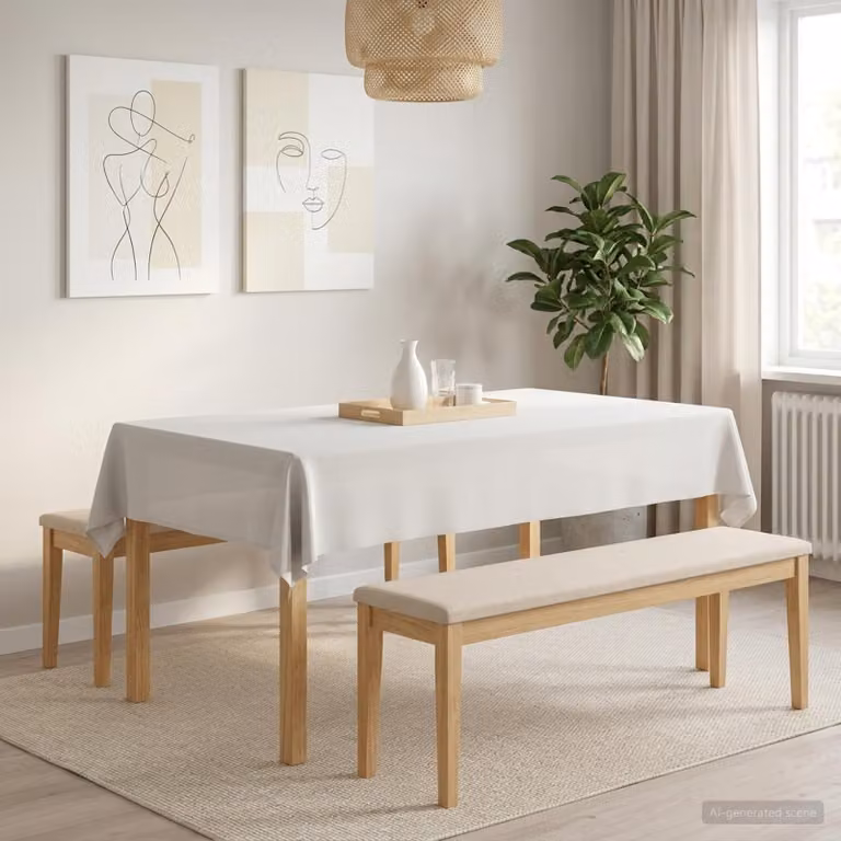 Set di 5 tovaglie rettangolari vidaXL bianche in poliestere, idrorepellenti e lavabili in lavatrice, L 140 cm x P 200 cm