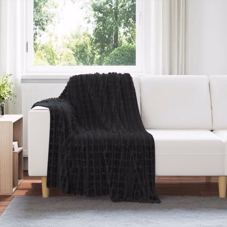 Coperta in pile morbida vidaXL Nero L: 150 cm, P: 130 cm