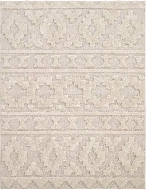 Tappeto Geneva beige con effetto alto-basso, design moderno a rombi, L: 100 cm, P: 60 cm